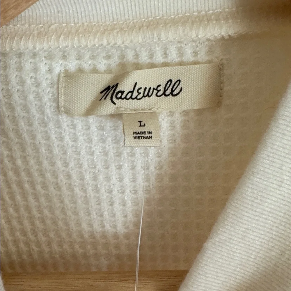 Madewell NWT Waffle Knit Crewneck Sweater Winter White Women’s Large
